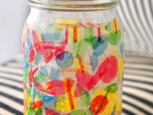 空き瓶活用!ペパナプをちぎってデコパージュするだけ簡単!斬新なステンドグラス風リメイク