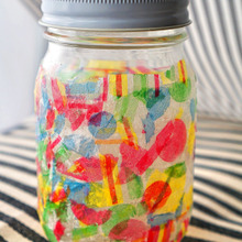 空き瓶活用!ペパナプをちぎってデコパージュするだけ簡単!斬新なステンドグラス風リメイク