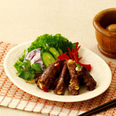 魚焼きグリルで簡単!牛肉のアジアンロール焼き