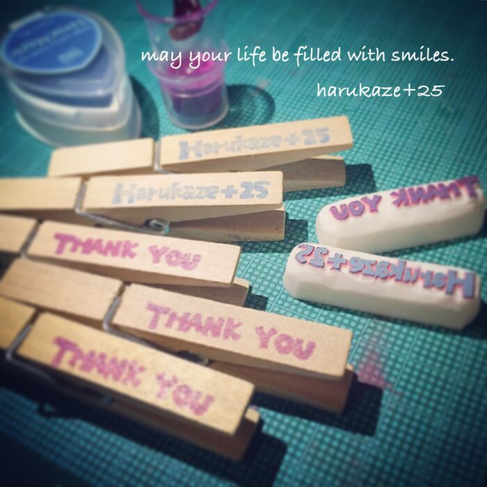 100均のクリップをスタンプで可愛く♡