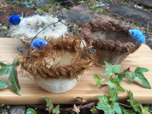 紙コップとあまり毛糸で青い鳥さんと鳥の巣かご