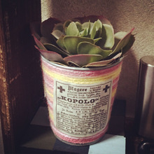 ブリキを毛糸で可愛くリメイク