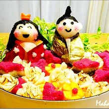 お野菜の自然な色で作った。ひな祭りの大根おろしアート劇場!