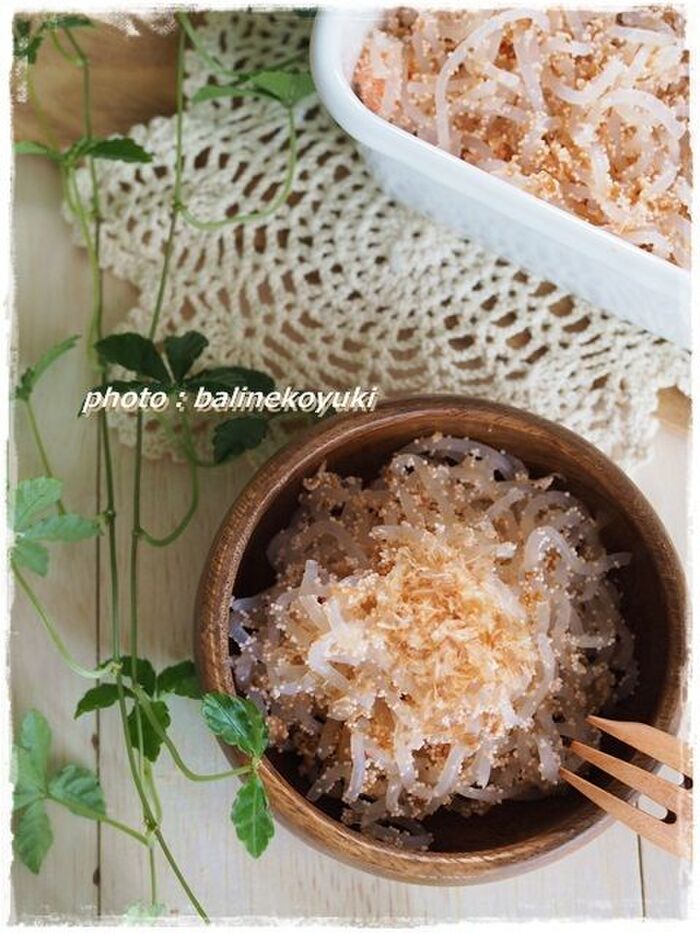 【レシピ】鰹節で和風に!糸こんにゃくとたらこの炒めもの