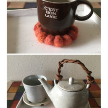 余り毛糸で羊毛フェルトコースター♡