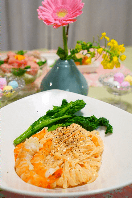 メニュー④桜麺で明太クリームパスタ風に!