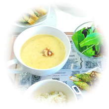 バオバブのフルーツパウダーで豆乳入りBAGINKAスープ♡