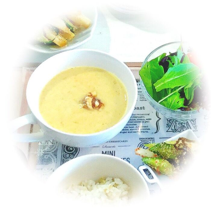 バオバブのフルーツパウダーで豆乳入りBAGINKAスープ♡