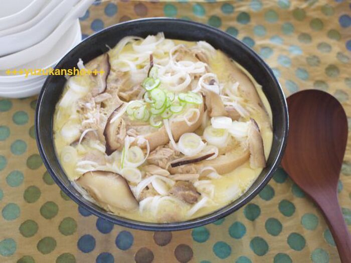 丼で蒸してシェアして食べよう メインになる!麸とツナの中華風茶碗蒸し