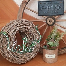 10分で完成♪ワイヤーとフェイクで☆Welcome☆リース