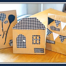 余り布と折り紙を貼るだけ!クラフトバッグラッピング☆3種♪♪