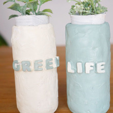 1カップの空き瓶に粘土で簡単!手作りタイルリメイク☆彡