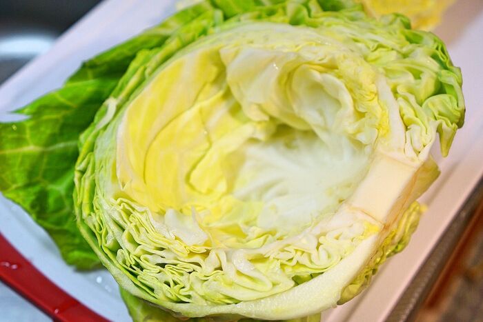 手順2.キャベツの真ん中を取り除く