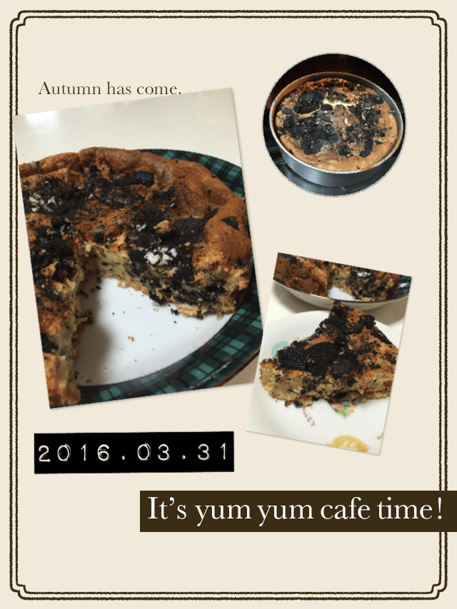 オレオで☆簡単(o^^o)アノお店のクッキー&クリームチーズケーキ(≧∇≦)