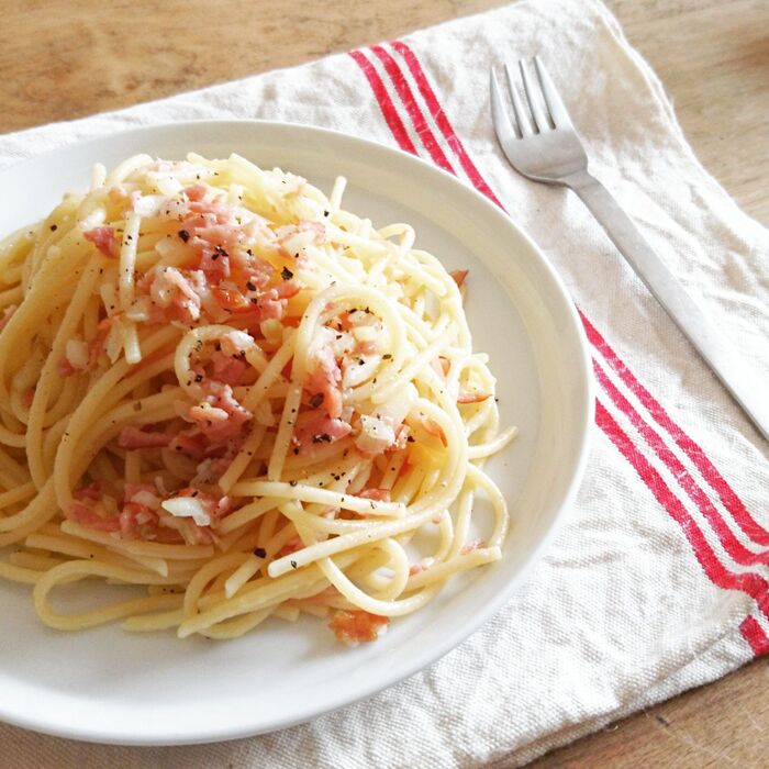 簡単和えるだけ！生ハムパスタで春休みランチ♥