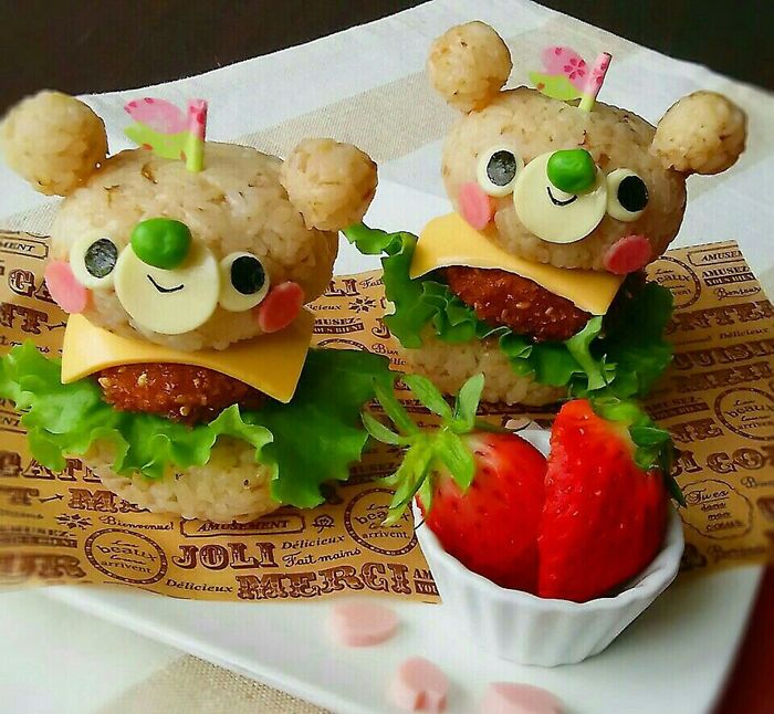 ライスバーガーで♡くまちゃんデコおにぎり!