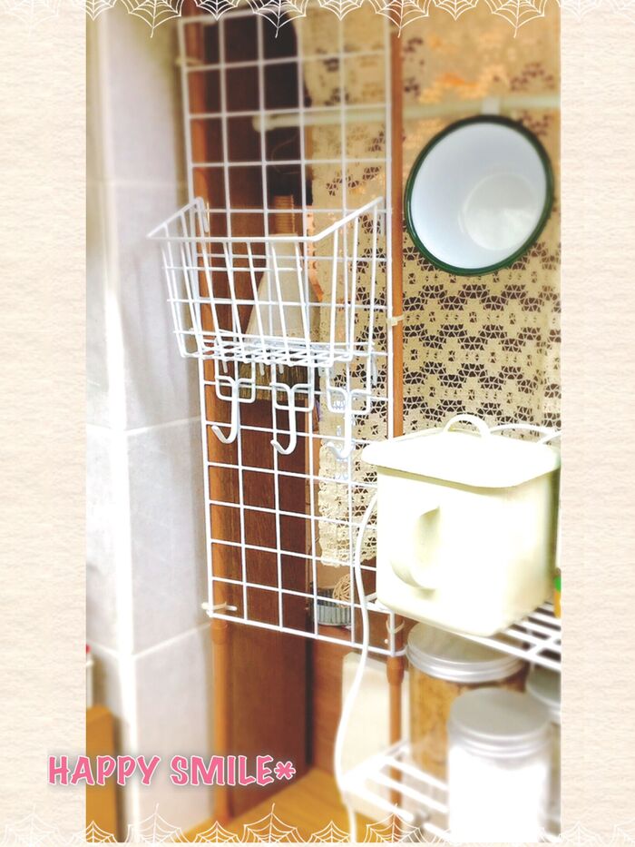 つっぱり棒で隙間快適☆目の前収納♡