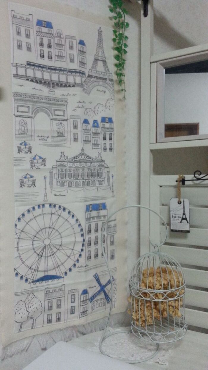 セリア新商品の手拭いで 簡単タペストリ~