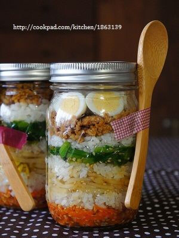 【ジャーレシピ】メイソンジャーで♪ビビンバ風ジャーランチ