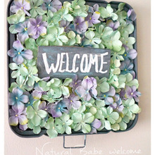 100均もち焼き網で!挿すだけ簡単♪あじさいウエルカムボード☆