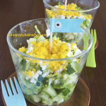 春キャベツときゅうりのミモザサラダ