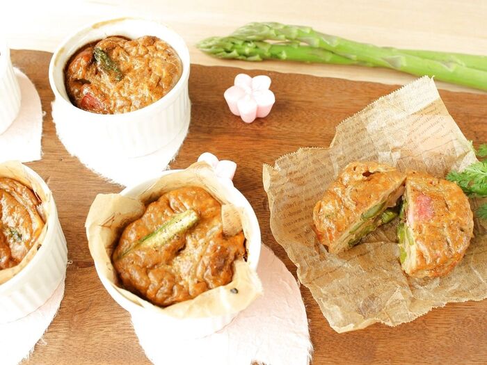お弁当にぴったり!アスパラの豆乳カレーキッシュ