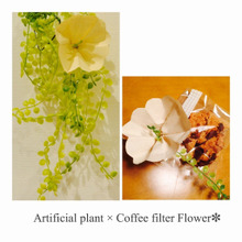 ラッピングに!フェイクグリーン×コーヒーフィルターでフラワー*