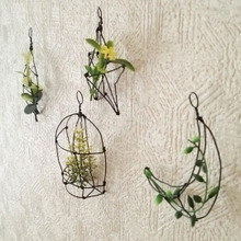 ワイヤーのモビール×フェイクグリーン☆壁デコ☆リーフ&三日月の作り方