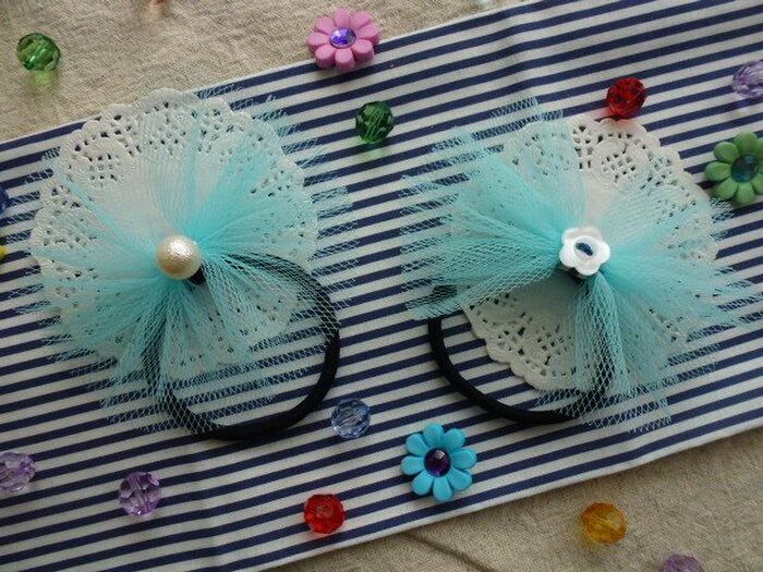 簡単!水切りネットで涼しげなリボンのヘアゴム