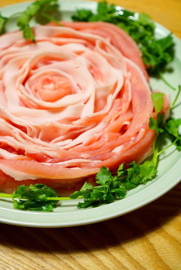 豚肉の盛り付け③