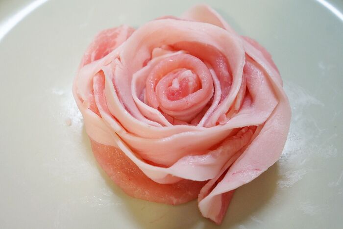 豚肉の盛り付け②