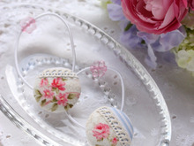 100均くるみボタンで手作り☆はぎれ×レースのさわやかヘアゴム