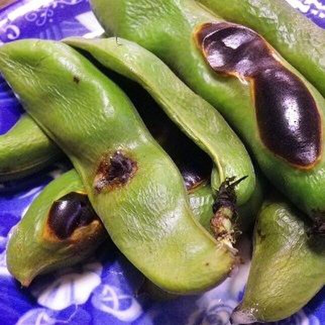 グリルdeさやごと焼くだけ!簡単・ソラマメのおつまみ