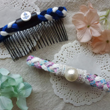 簡単!カラーヒモで三つ編みヘアアクセ