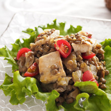 作り置きデリサラダ☆『レンズ豆とめかじきのマリネサラダ』