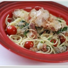 かつおぶしたっぷり美味しい♪さっぱり冷製パスタ☆