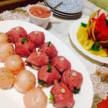 ローストビーフと、生ハムの手まり寿司