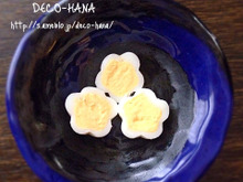 100均の星抜き型でお花のうずらのゆで卵