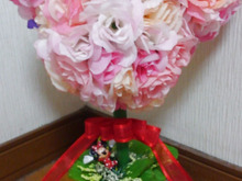 100均ダイソー造花でミニーちゃんのフラワーアレンジメント