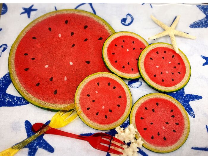100均でハンドメイド!夏だね☆スイカコースター♫