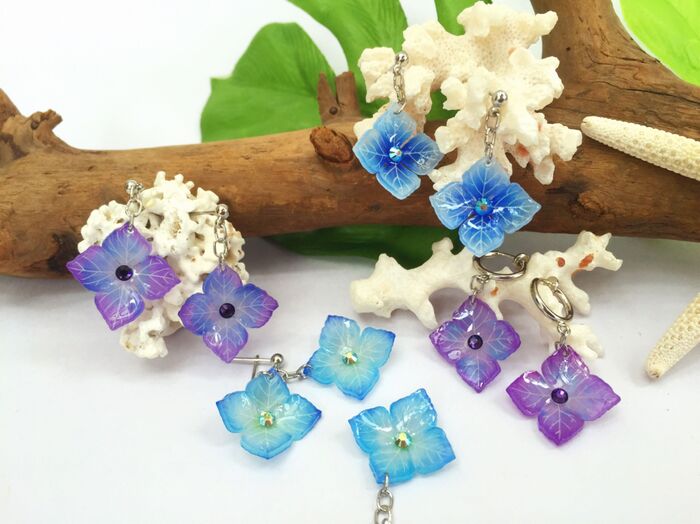 大人のプラ板!紫陽花ピアスの作り方!