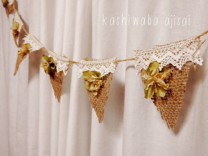 かしわばアジサイのドライでナチュラル可愛いガーランド♪