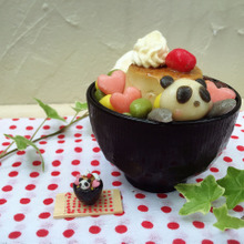 パンダ白玉とほうじ茶プリンアラモード