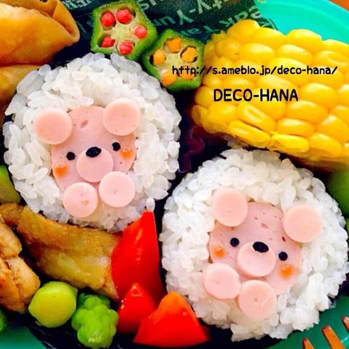 巻きす不要◡̈⃝♩魚肉ソーセージ巻くだけの簡単デコ巻きくまちゃんバージョン