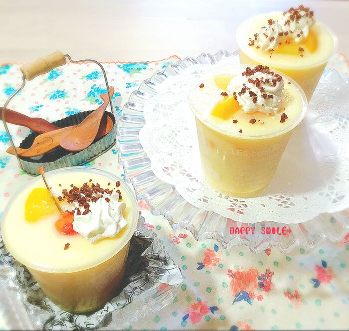 ミキサーで簡単!火を使わずに作る♪桃と缶詰シロップ+クリームチーズのとろんふわんなムースゼリー♡