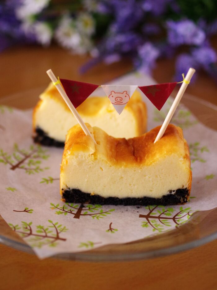 パウンド型で簡単チーズケーキ(ベイクド)☆ホットケーキミックスで超手軽!混ぜて焼くだけ本格味♪