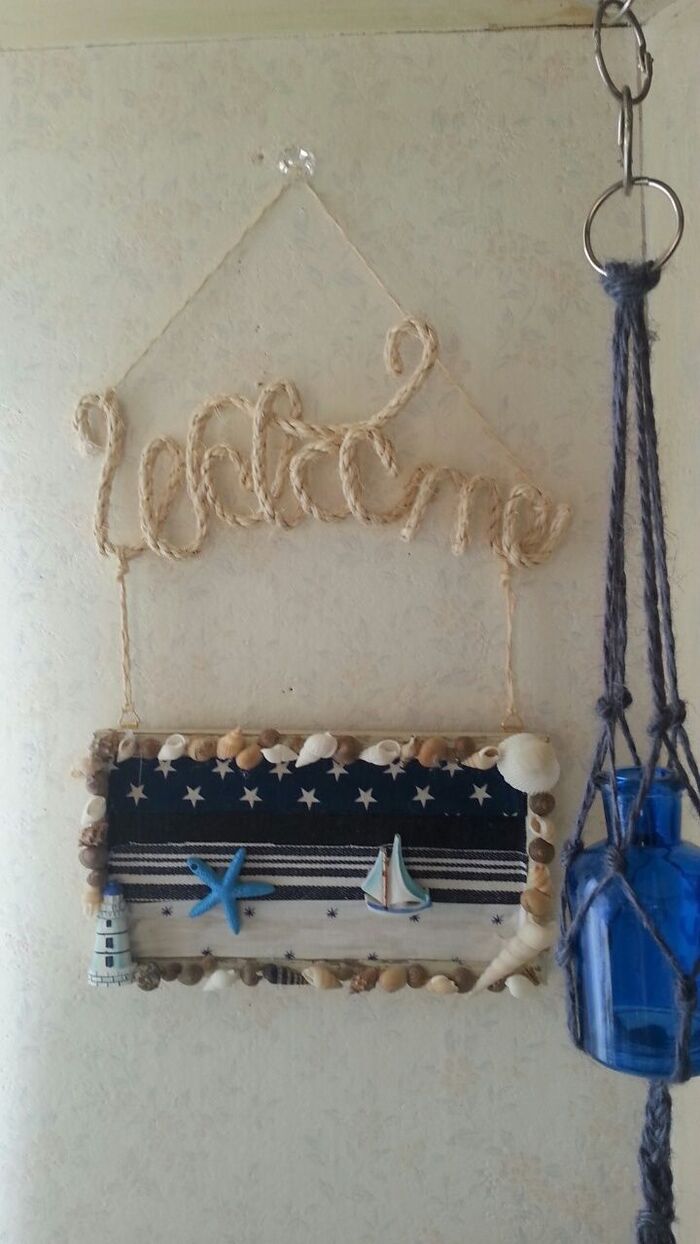 ハギレと貝殻で夏のビーチをイメージしたウエルカムボードをDIY
