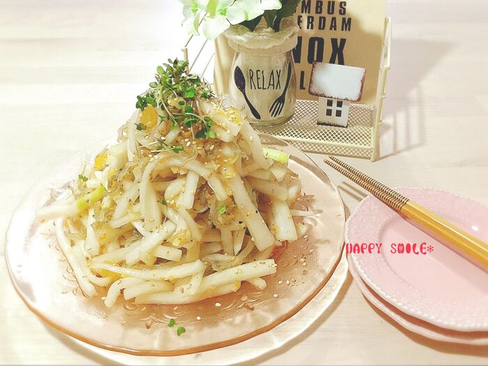 簡単!モリモリ食べられる!大根とりんごジャムの病みつき☆ドレッシングサラダ♡