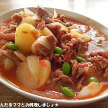 火を使わない~「電子レンジで簡単★トマト肉じゃが」