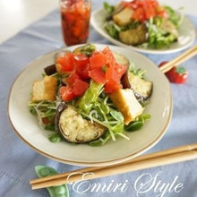 夏野菜じゃこ豆腐no豆苗おかずサラダ☆ちょい足し♡夏仕様の爽やかドレッシング♬